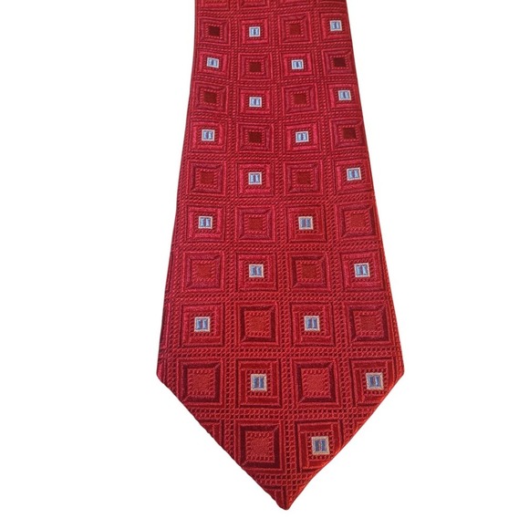 Burma Bibas Mens Tie Luxury Designer Red Blue Geometric Excellent Condition - Picture 1 of 12